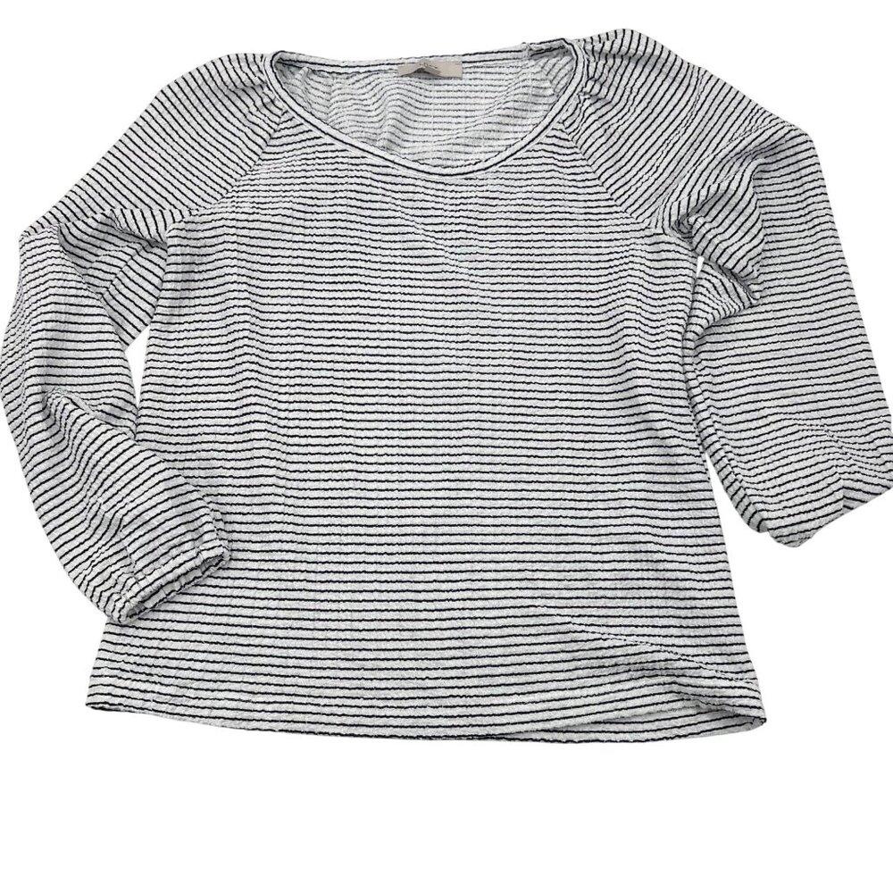 Loft Women's Striped Long Sleeve‎ Top Large White & Black Lightweight